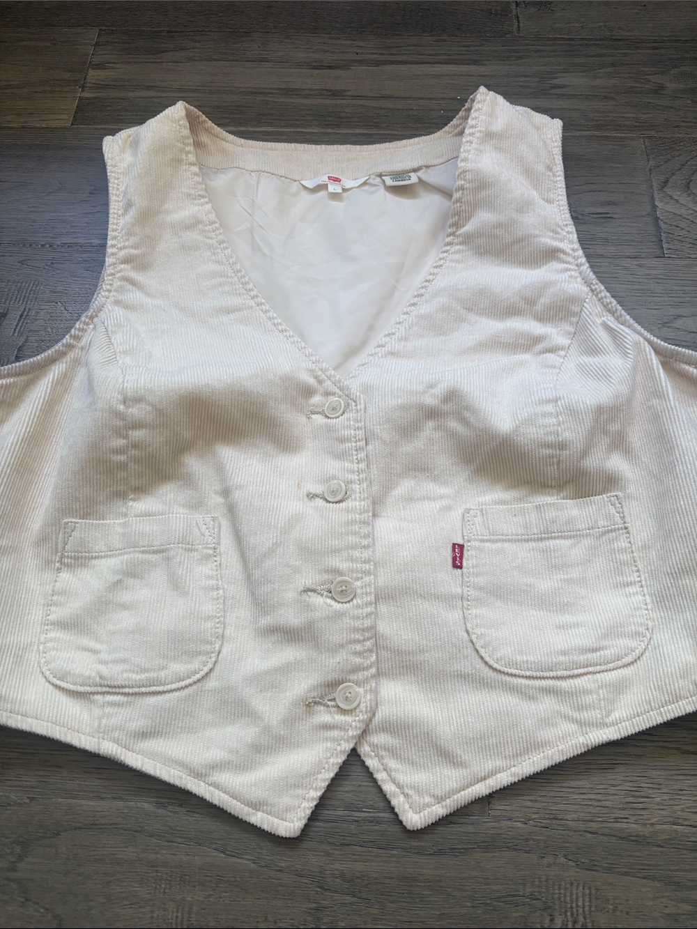 Levi's | Vintage Inspired Tailored Corduroy Vest in Ivory Cream Size Large - Picture 6 of 15